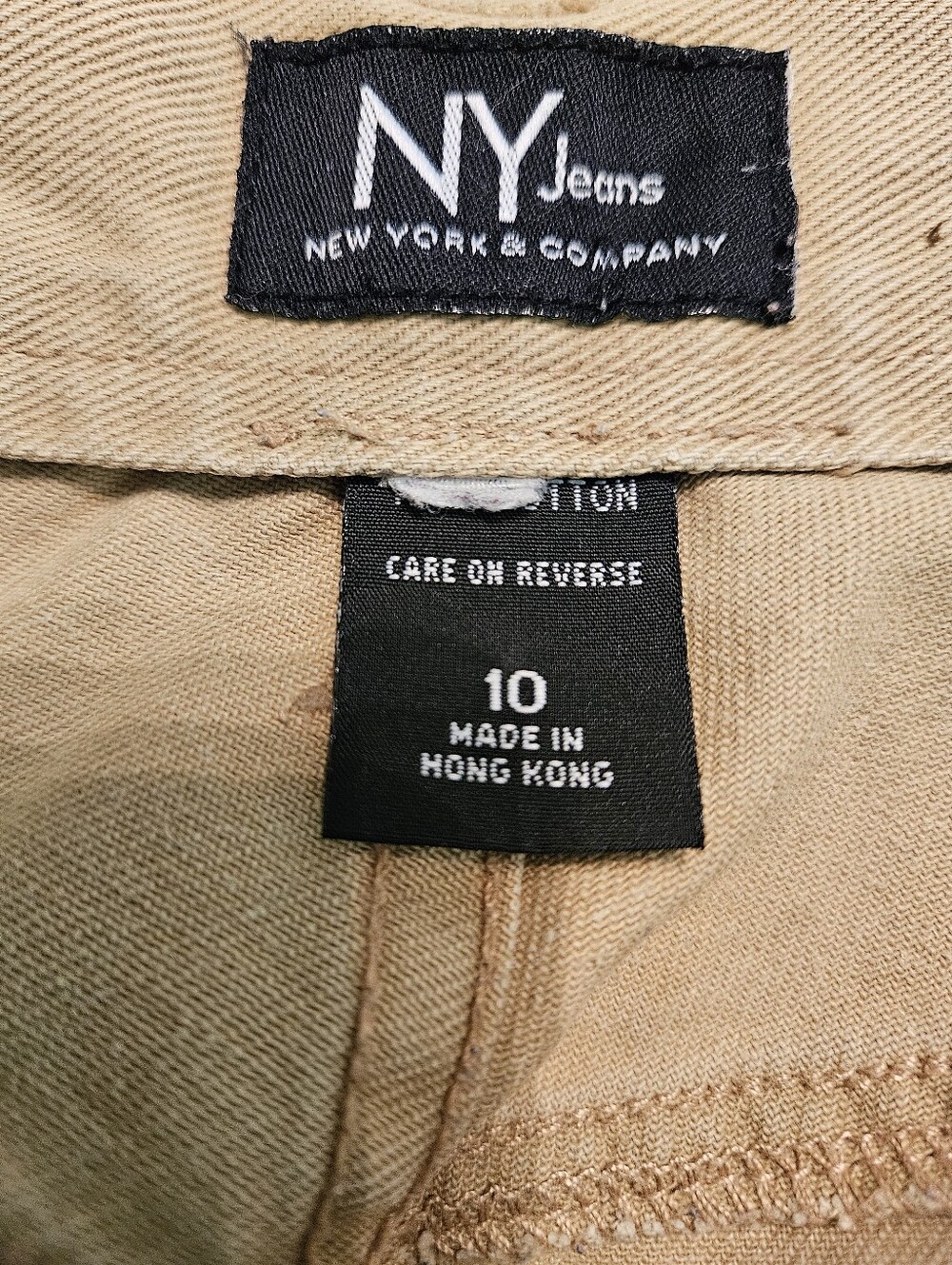 NY Denim Shorts Sz10 Tan - Picture 2 of 3